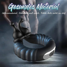Load image into Gallery viewer, 10 Frequency Vbration Longer Harder Vibrating Dual Penis Ring Dildo Stretchy Cock Ring