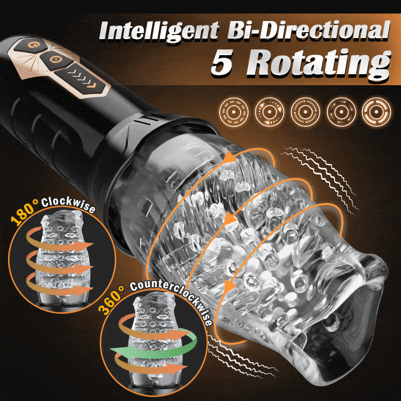 TORNADO-Gawk Gawk 5 Rotating ＆10 Vibrating Transparent Sleeve Oral Sex Cup Male Masturbators