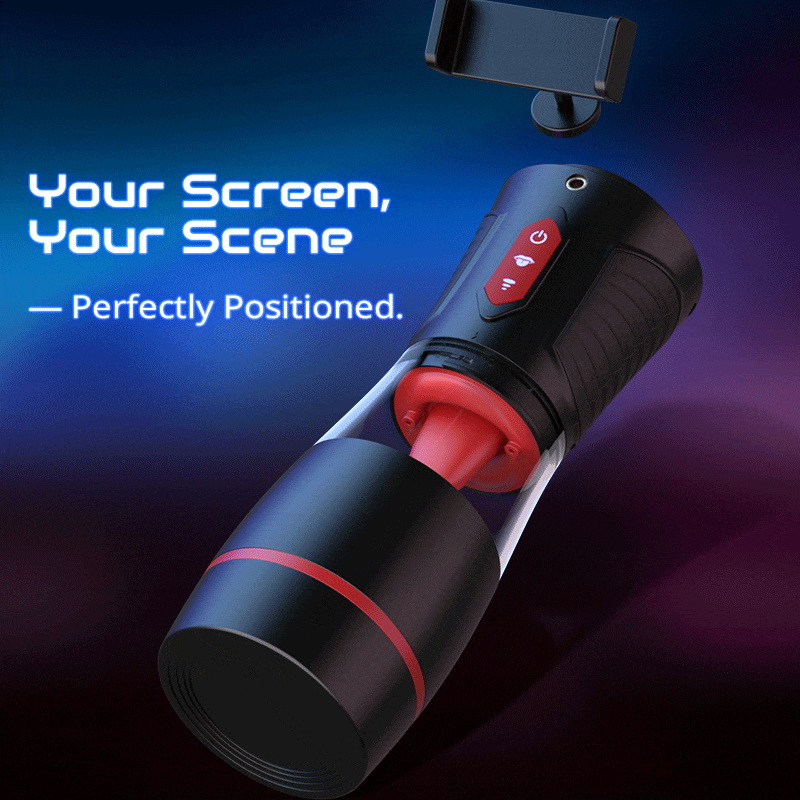【Partner Play】LickMe Phone Holder 4 Suction 7 Tongue-Licking Voice Function Male Stroker Masturbator