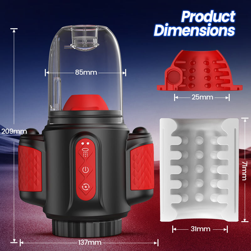 Storm Vortex - 5-Frequency Water Spray + 10-Frequency Vibration + 5-Frequency Rotation, Dual Glans Stimulation, Dual-Use