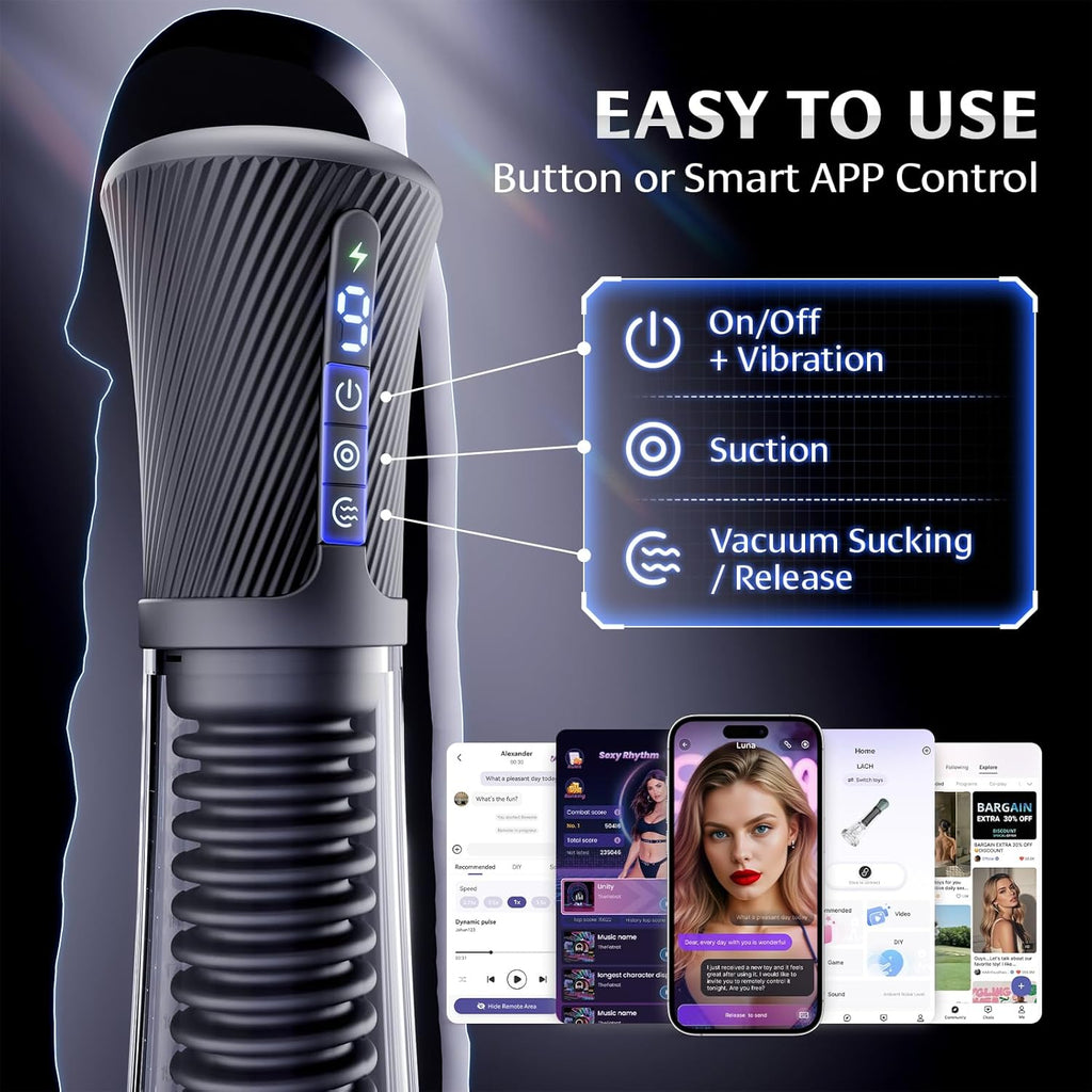 Male Masturbator Penis Pump Sex Toys for Men, 9 Vibrating Spring & 5 Vacuum Suction Adult Mens Sex Toy with 2 Switchable Sleeves for Masturbation or Training, Govosaa Fleshliglt for Men Masterubaters