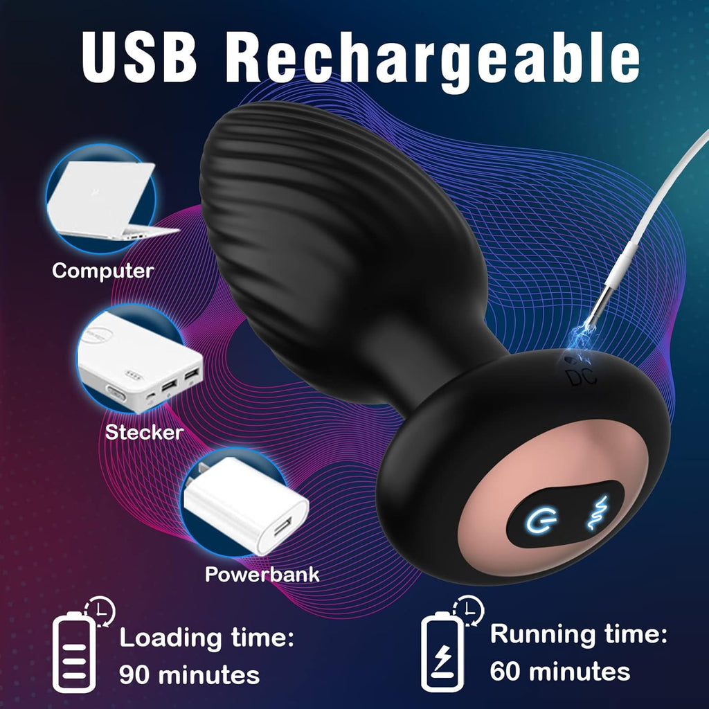 Anal Vibrators Sex Toys, Anal Toys Anal Plug with 7 Rotation & 7 Vibration, Adult Toys Remote Control Vibrator Sex Toys4couples Men & Women Thrusting