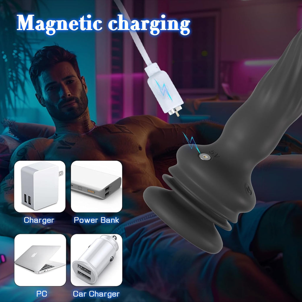 Anal Male Adult Sex Toys - Wriggling Rotating Vibrating Prostate Massager Anal Butt Plug Sex Toy for Men Women Couples, Porinda Remote Control Anal Dildo Vibrator with Suction Cup, 7 Modes Anal Beads